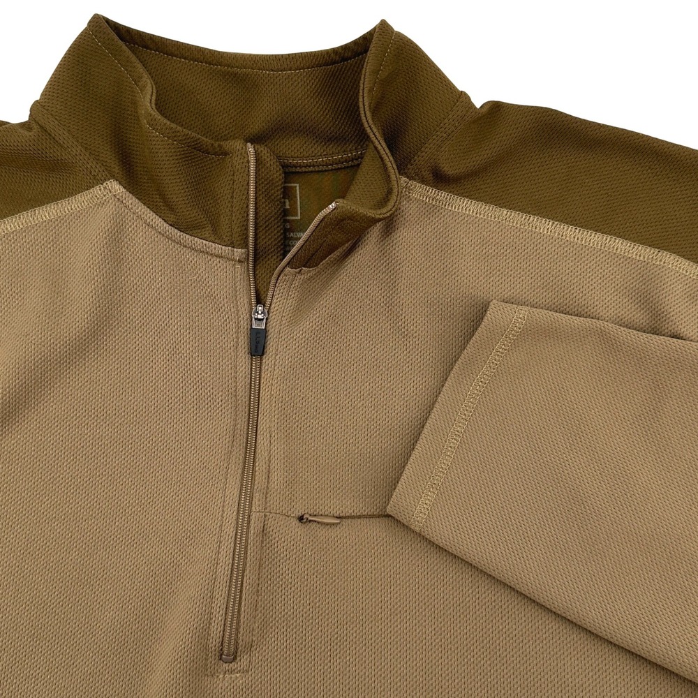 L.L.Bean Mens‎ XL Beige Brown 1/4 Zip Long Sleeve Performance Pullover Shirt